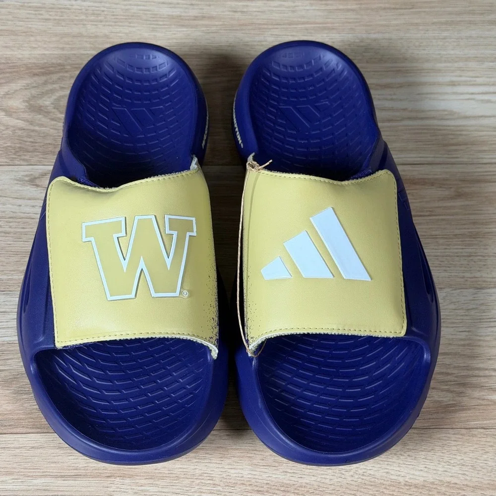 Adidas Lightblaze Slides Mens 9 Purple Yellow Washington Huskies NCAA IH7123